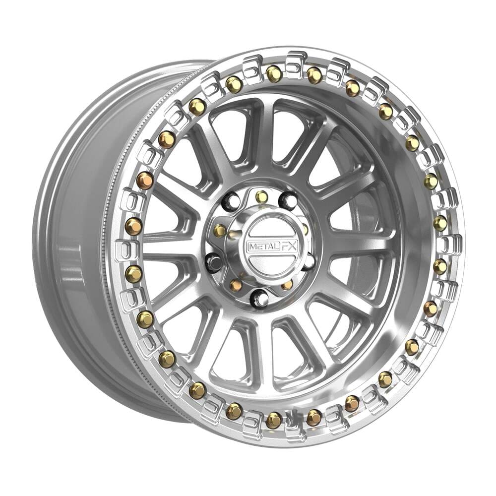 MetalFX Gloss Silver Machined Rampage R 5 Lug Beadlock