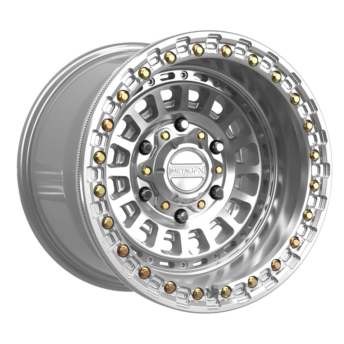 MetalFX Gloss Silver Machined Sicario 6R Beadlock