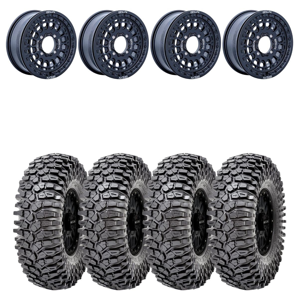 MetalFX OffRoad Hitman 15X6 Black Beadlock & Maxxis Roxxzilla Radial Wheel & Tire Kit