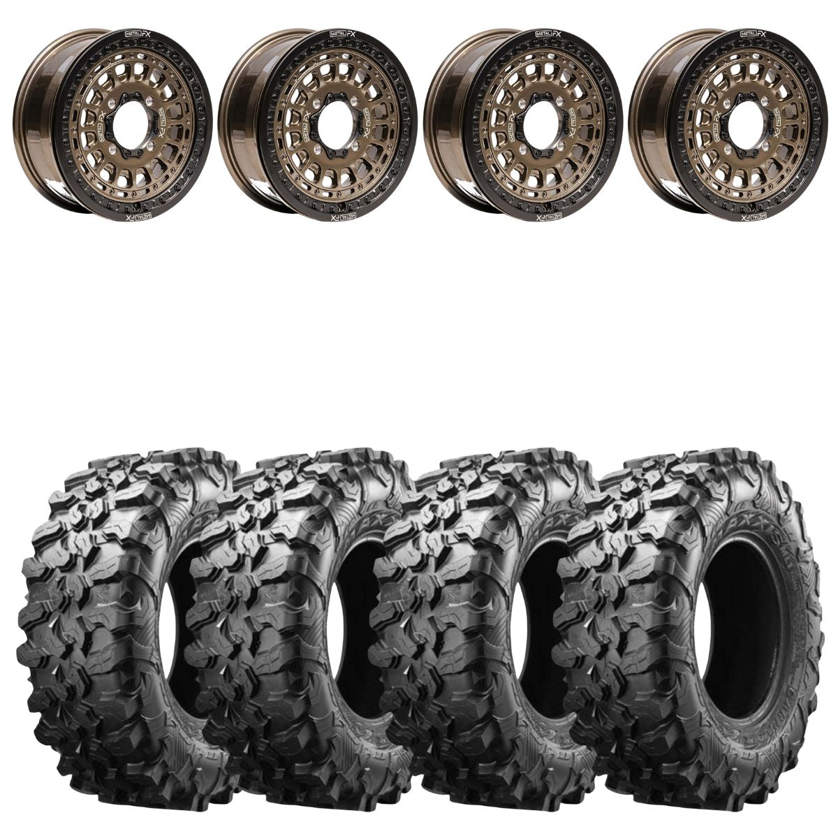 MetalFX OffRoad Hitman 15x6 Bronze Beadlock & Maxxis Carnivore Radial Wheel & Tire Kit