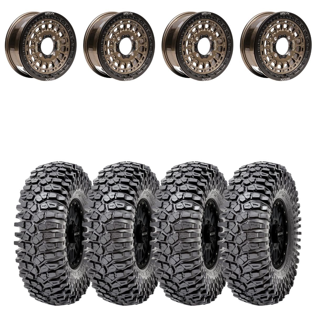 MetalFX OffRoad Hitman 15X6 Bronze Beadlock & Maxxis Roxxzilla Radial Wheel & Tire Kit