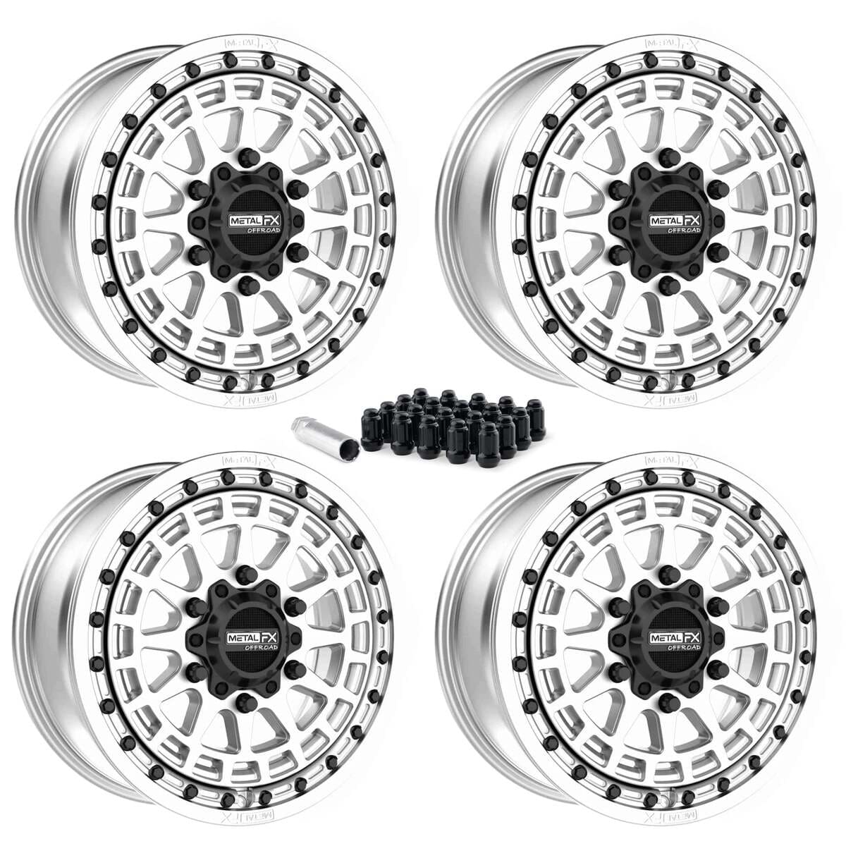 MetalFX Outlaw 6R UTV Beadlock Wheel Kit - Raw