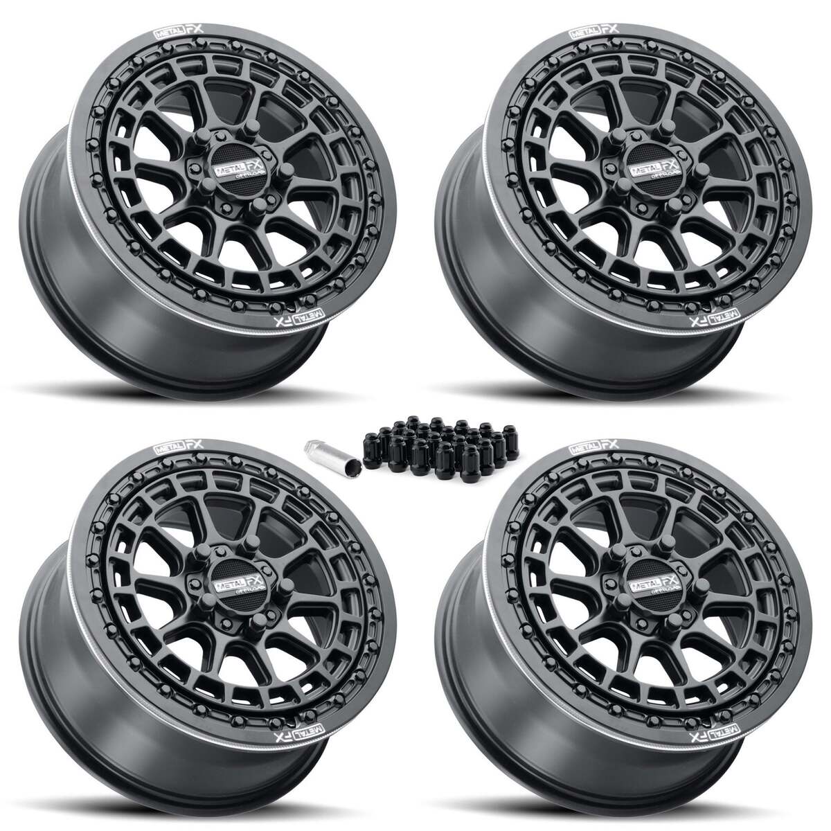MetalFX Outlaw R UTV Beadlock 5-Lug Wheel Kit - Satin Black