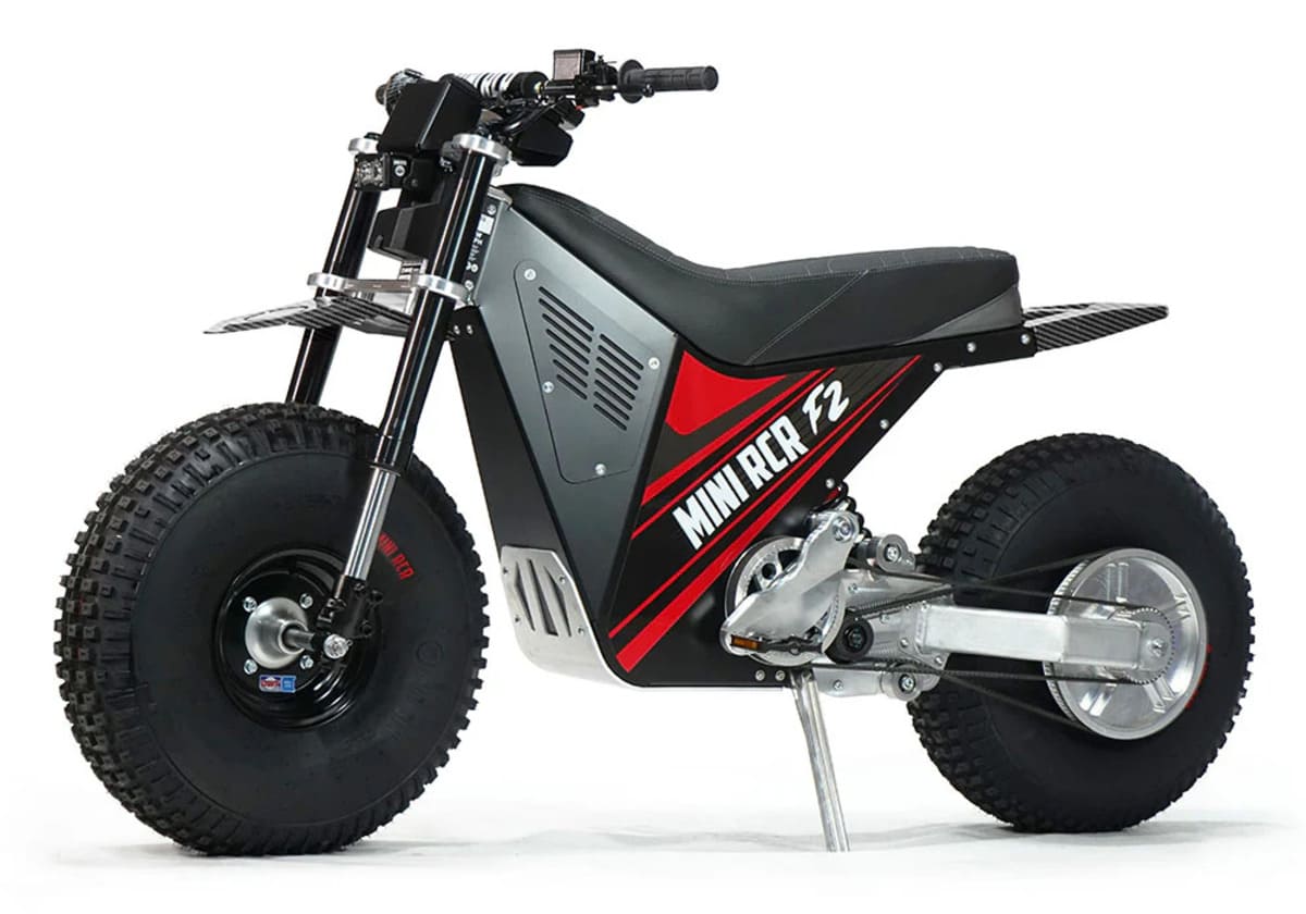 Mini RCR F2 Two Wheeler Electric Bike Red W/ Black Carbon Fenders