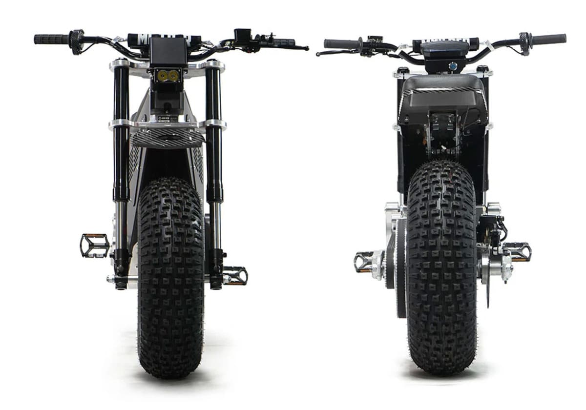 Mini RCR F2 Two Wheeler Electric Bike Red W/ Black Carbon Fenders