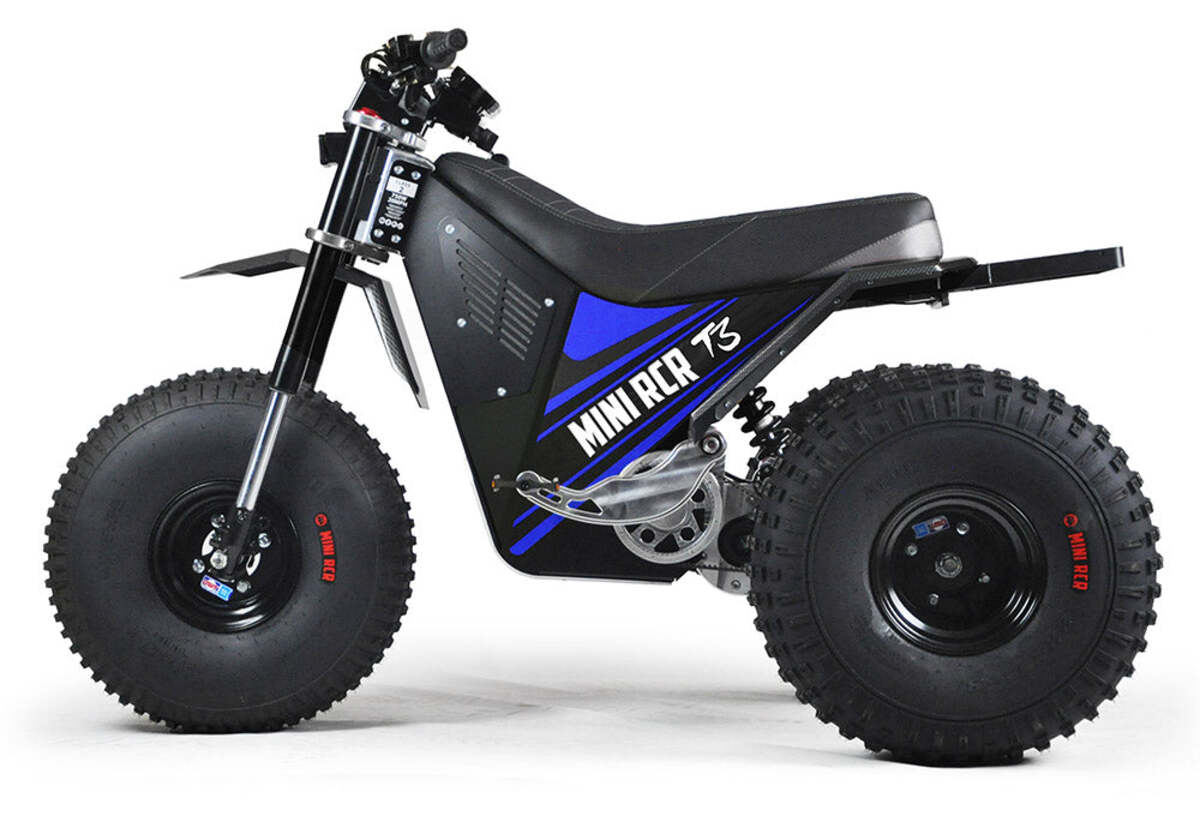 Mini RCR T3 Three Wheeler Electric Bike Blue W/ Black Carbon Fenders