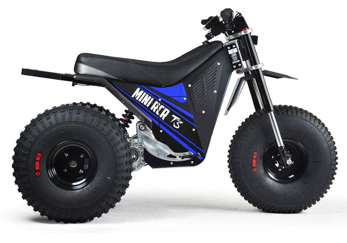 Mini RCR T3 Three Wheeler Electric Bike Blue W/ Black Carbon Fenders