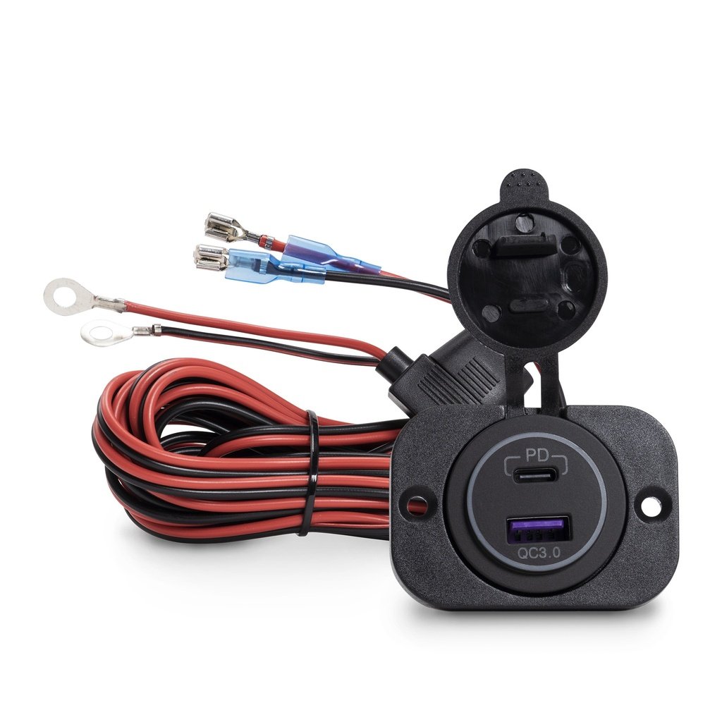 Mob Armor USB-C/USB-A Quick Charger With Harness Wire & Plate