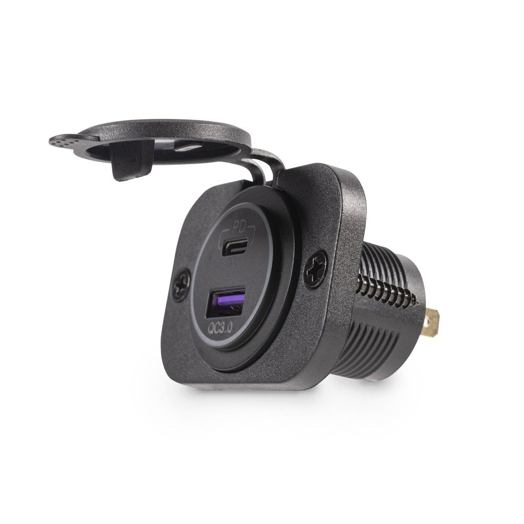 Mob Armor USB-C/USB-A Quick Charger With Harness Wire & Plate