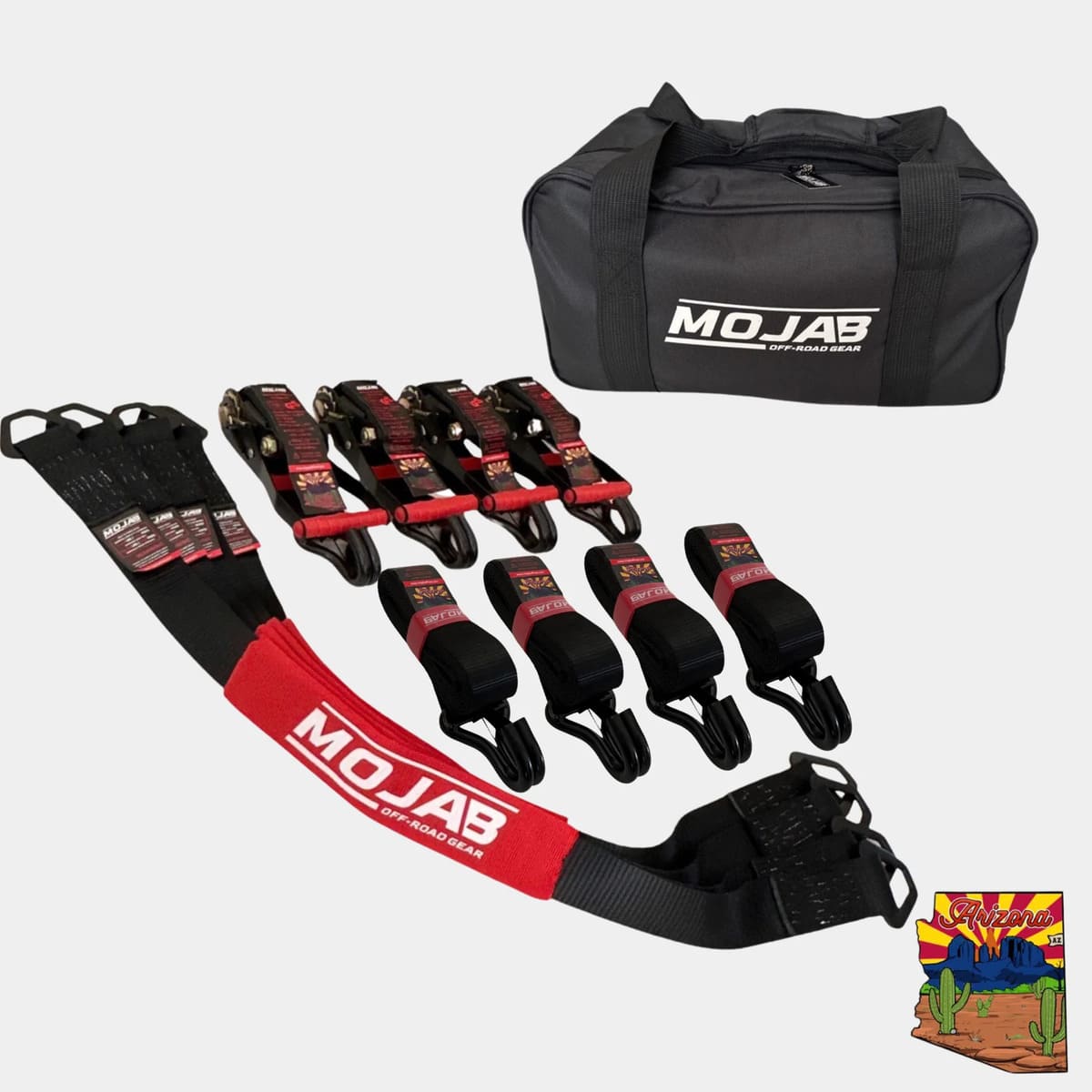 Mojab Off-Road 2" x 39" Axle & 2" x 10' Ratchet Closed Hook Pack of 4 Tie-Down Set
