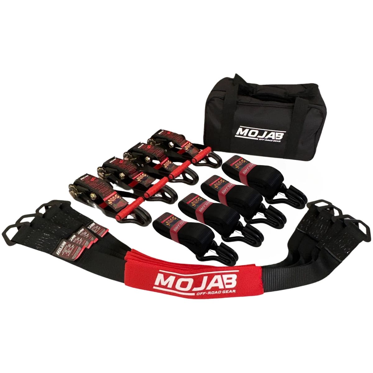 Mojab Off-Road 2" x 39" Axle & 2" x 10' Ratchet Closed Hook Pack of 4 Tie-Down Set