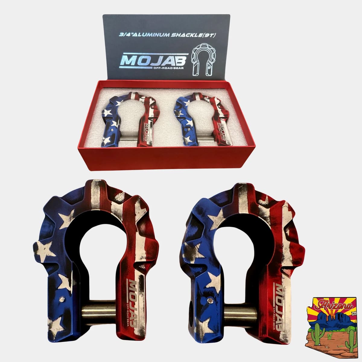 Mojab Off-Road American Flag 3/4" Extreme Duty Aluminum Shackle Set - 9T