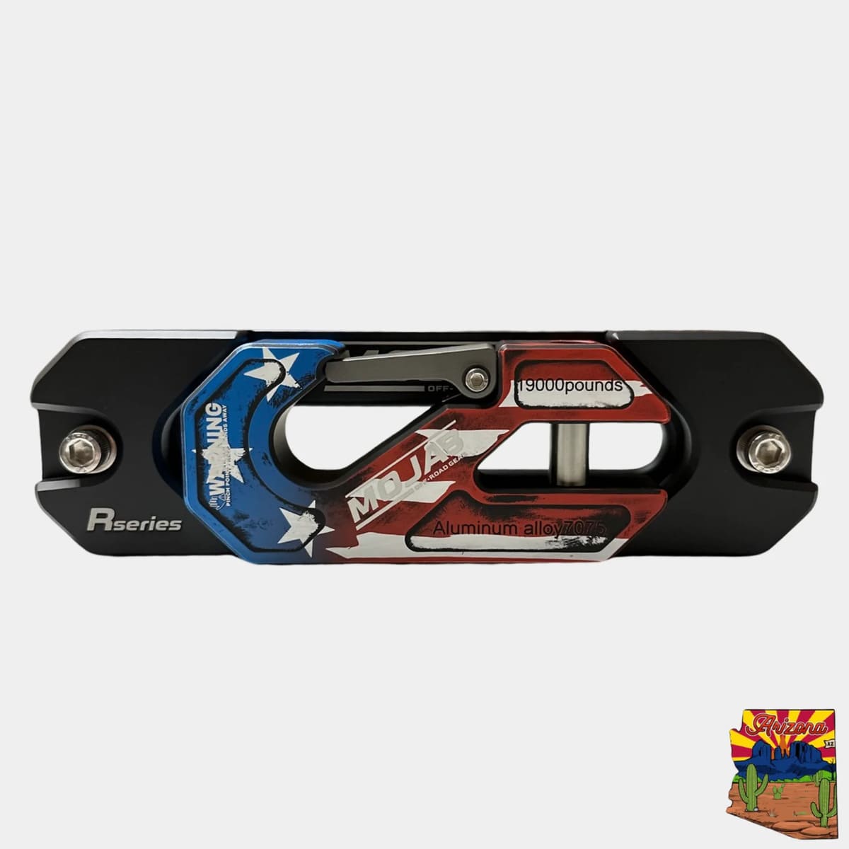 Mojab Off-Road American Flag Aluminum Recessed Winch Shackle with Fairlead Kit