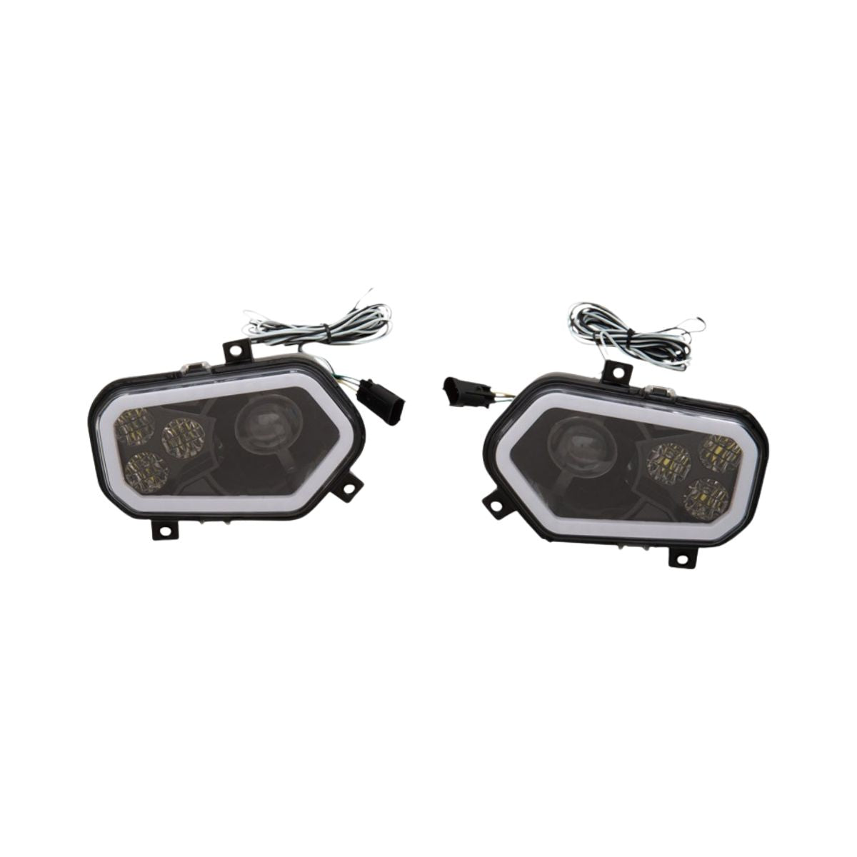 Moose Utility Polaris RZR 900 UTV LED Headlight w/ Wiring Adapter Harness - Black