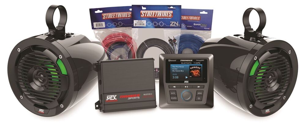 MTX Audio Bluetooth Media Controller Package with Amplifier & 2 Roll Cage Speaker