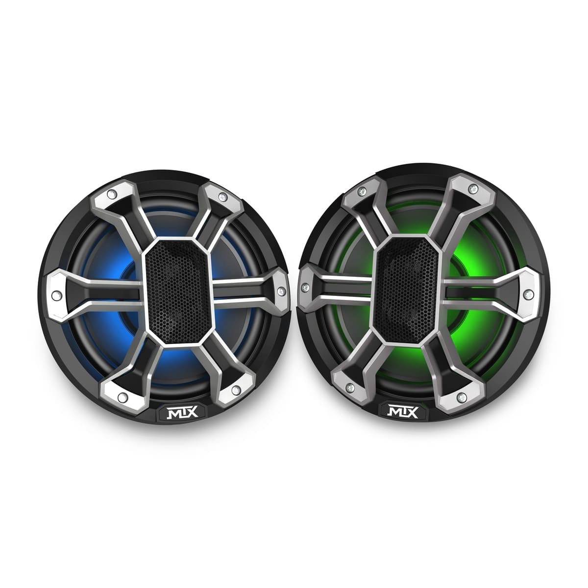 MTX Audio PS8C 8” 150-Watt RMS 4Ω Coaxial Speaker Pair IP-67 Rated with RGB Lighting and Customizable Grille