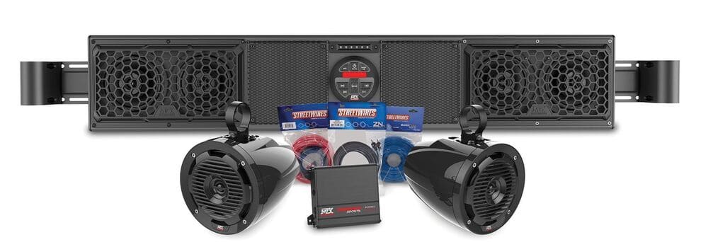 MTX Audio Yamaha Viking Bluetooth Overhead Audio Sound Bar with 2-Channel Amplifier & 2 Roll Cage Speaker System