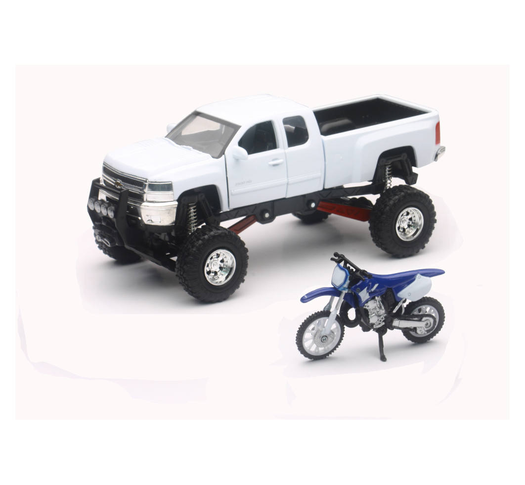 New Ray Toys Yamaha Dirt Bike 1:32 Scale Chevrolet Silverado Off Road Pick Up