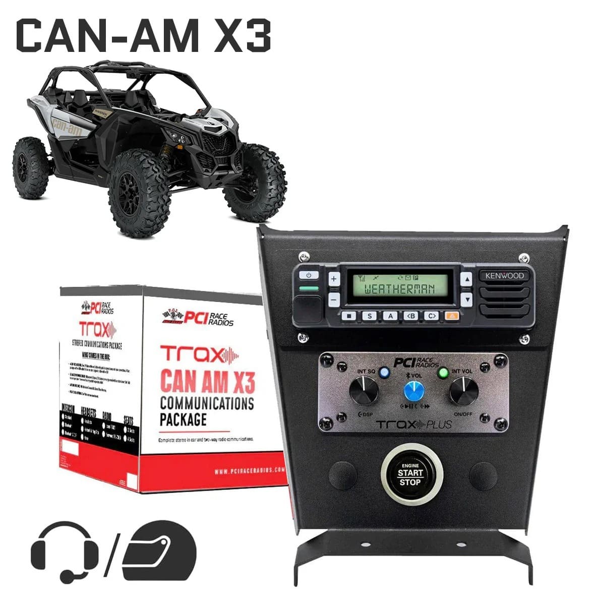 PCI Race Radios Can-Am Maverick X3 Trax Stereo Complete Communications Package