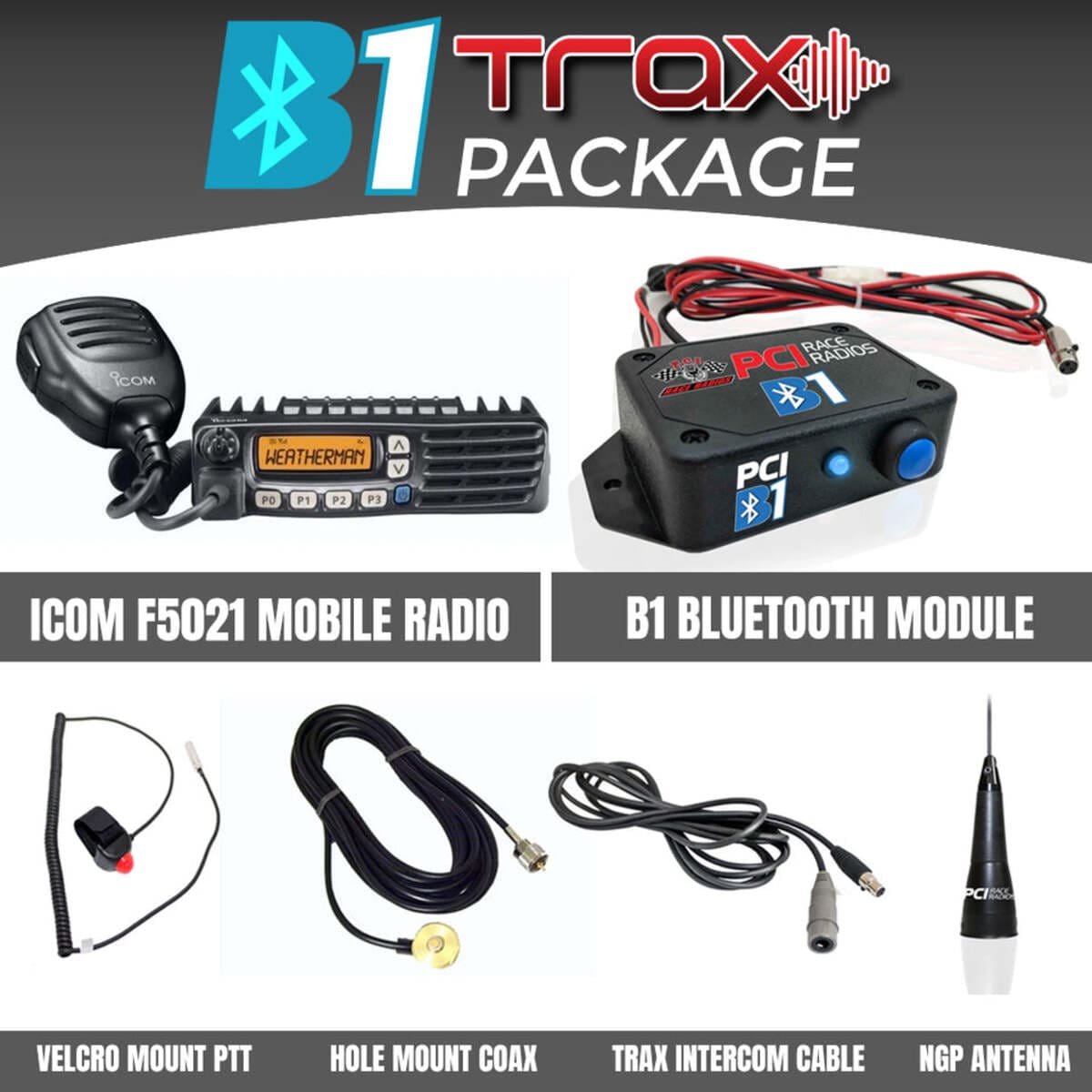 PCI Race Radios Trax Ultimate 2 Seater Communication Kit PCI Race Radios Trax Stereo Headset - Cycle Gear