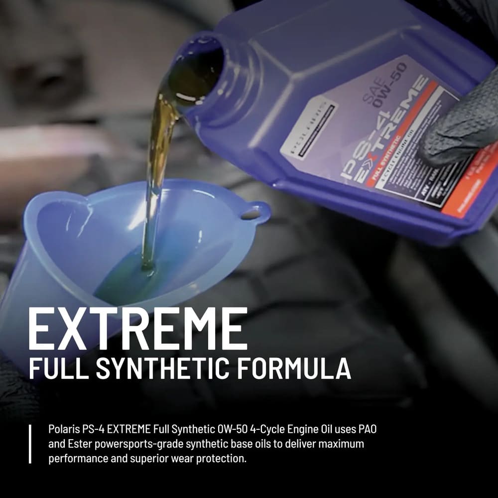 Polaris Full Synthetic Oil Change Kit - 2.5 QTS Of PS-4 Extreme 0W-50 Engine Oil & 1 Oil Filter & Crush Washer