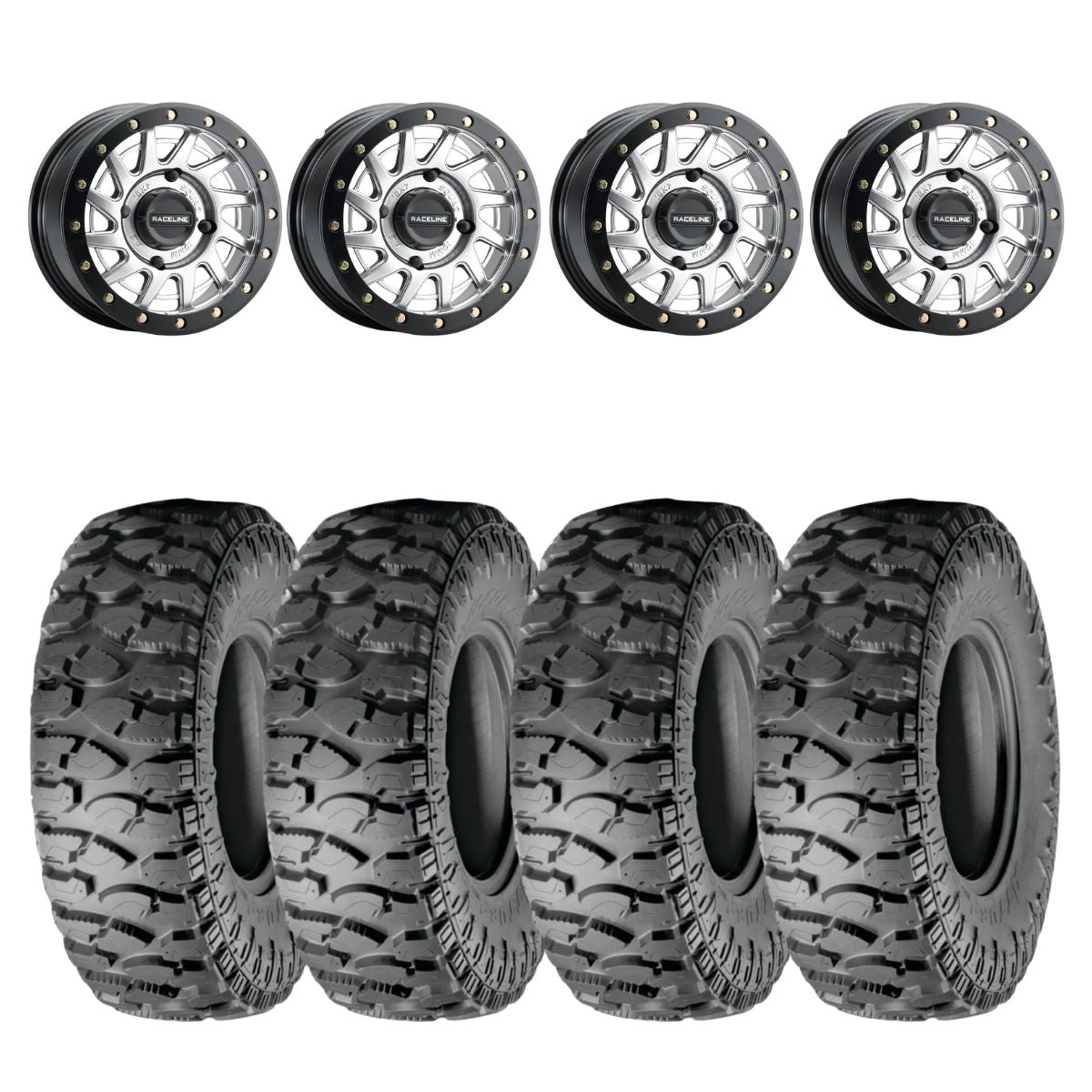 Raceline Hyper Silver A12 Squad Beadlock & Atturo Trail Blade Boss Wheel & Tire Kit