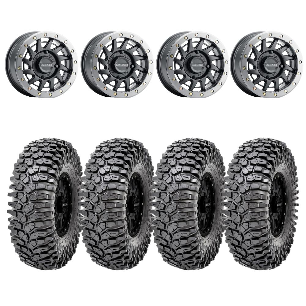 Raceline A12BG Squad Satin Black Beadlock & Maxxis Roxxzilla Radial Wheel & Tire Kit