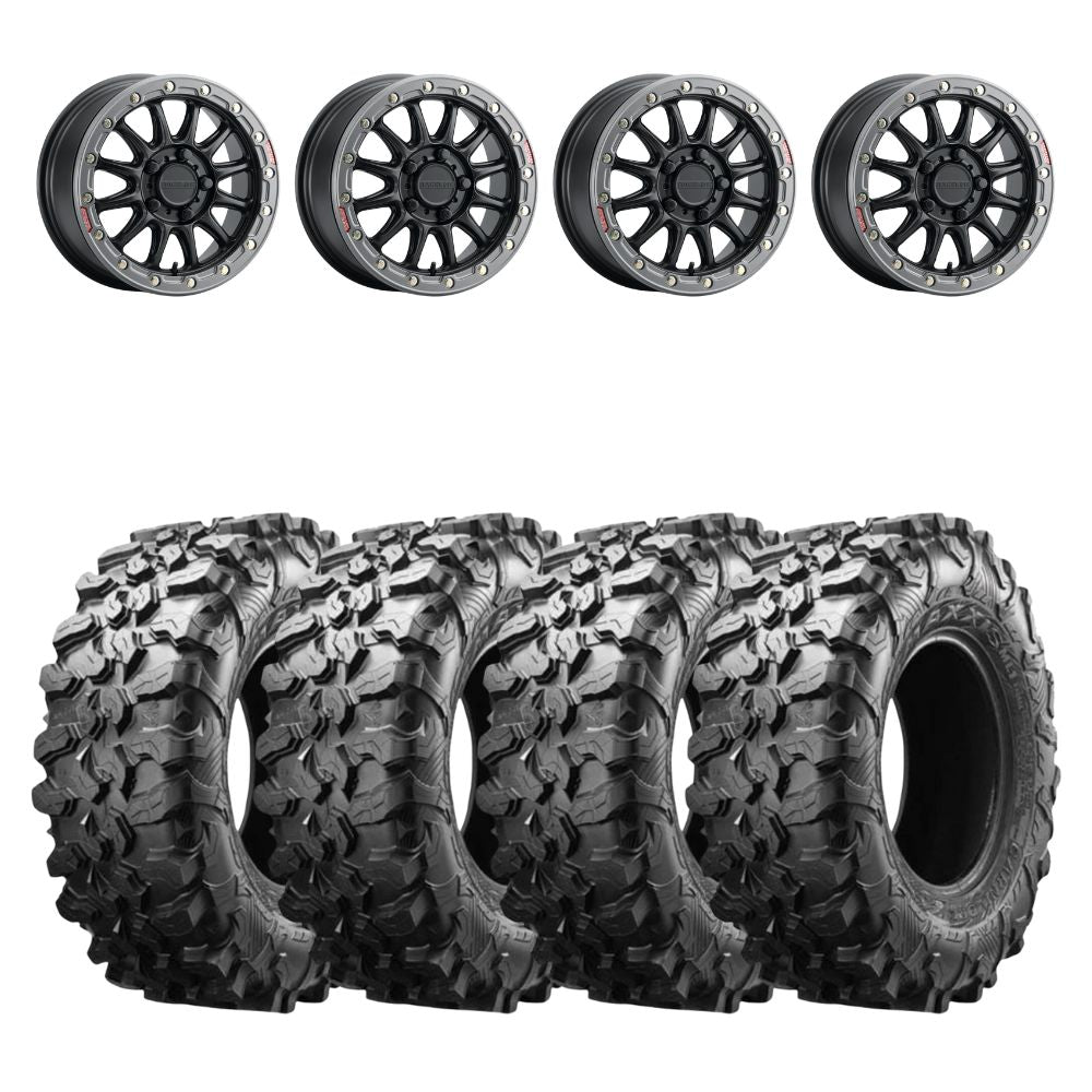 Raceline A14BG Black/Gunmetal Alpha Beadlock & Maxxis Carnivore Radial Wheel & Tire Kit