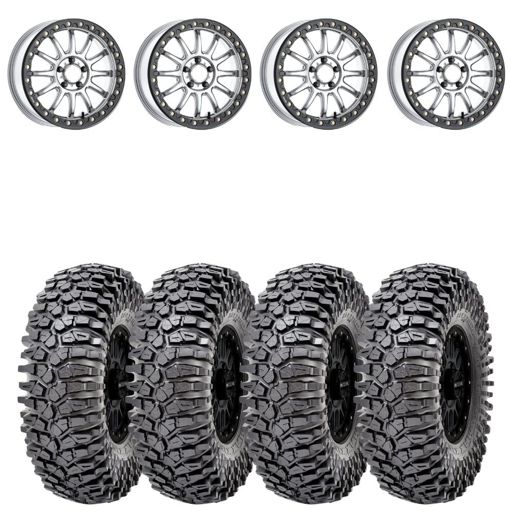 Raceline A14SB Alpha Silver/Black Beadlock & Maxxis Roxxzilla Radial Wheel & Tire Kit