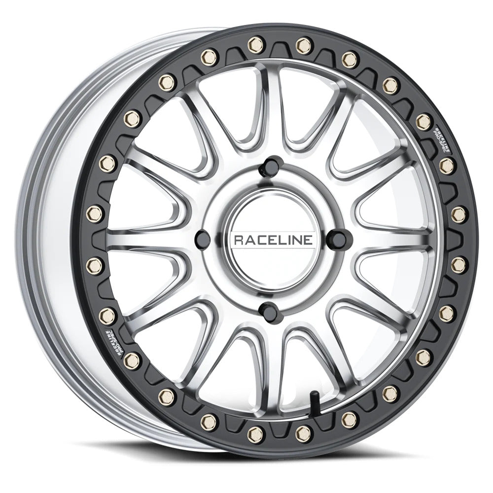 Raceline A14SB Silver/Black Alpha Beadlock & Maxxis Carnivore Radial Wheel & Tire Kit