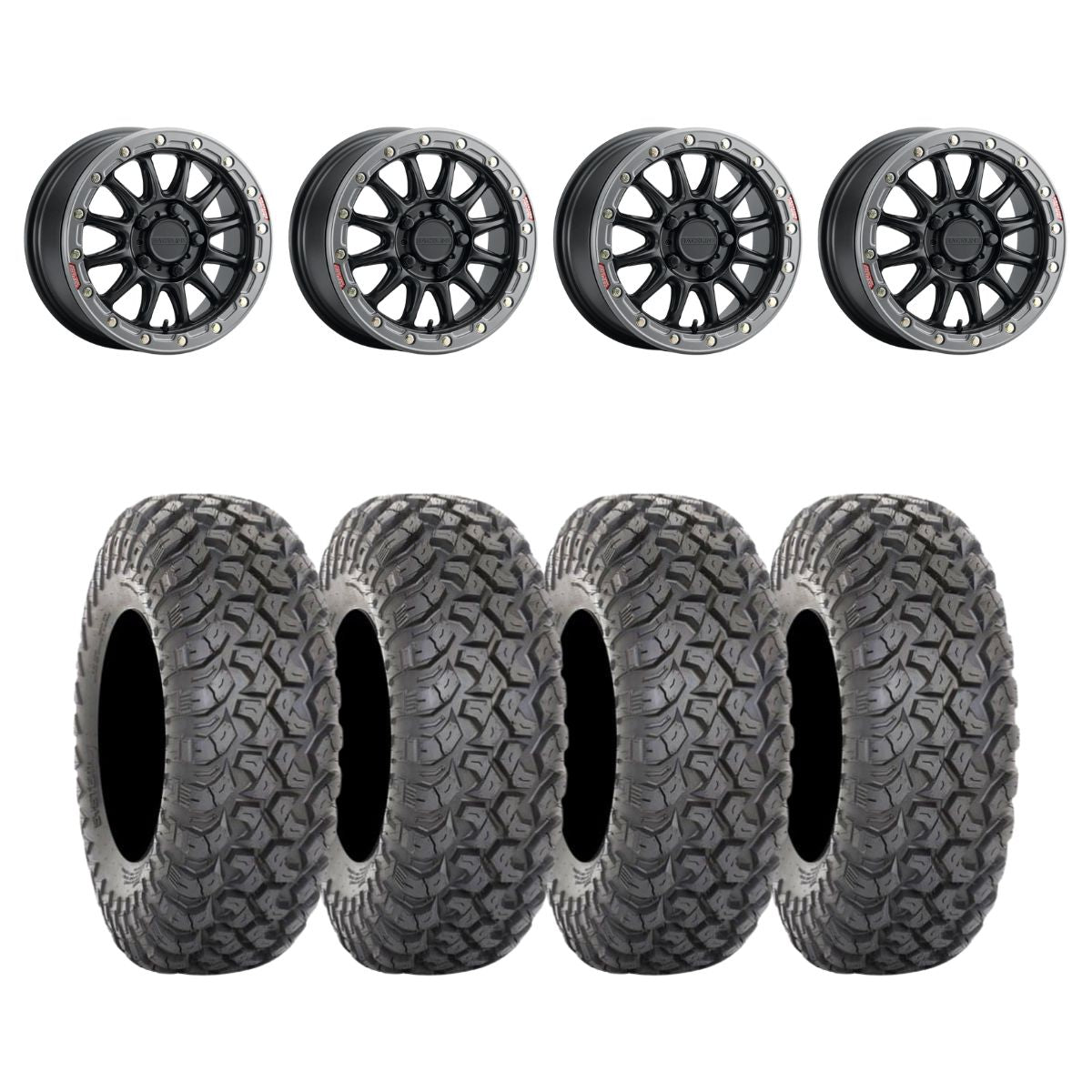 Raceline Black/Gunmetal A14BG Alpha BeadLock & System 3 RT320 Radial Wheel & Tire Kit