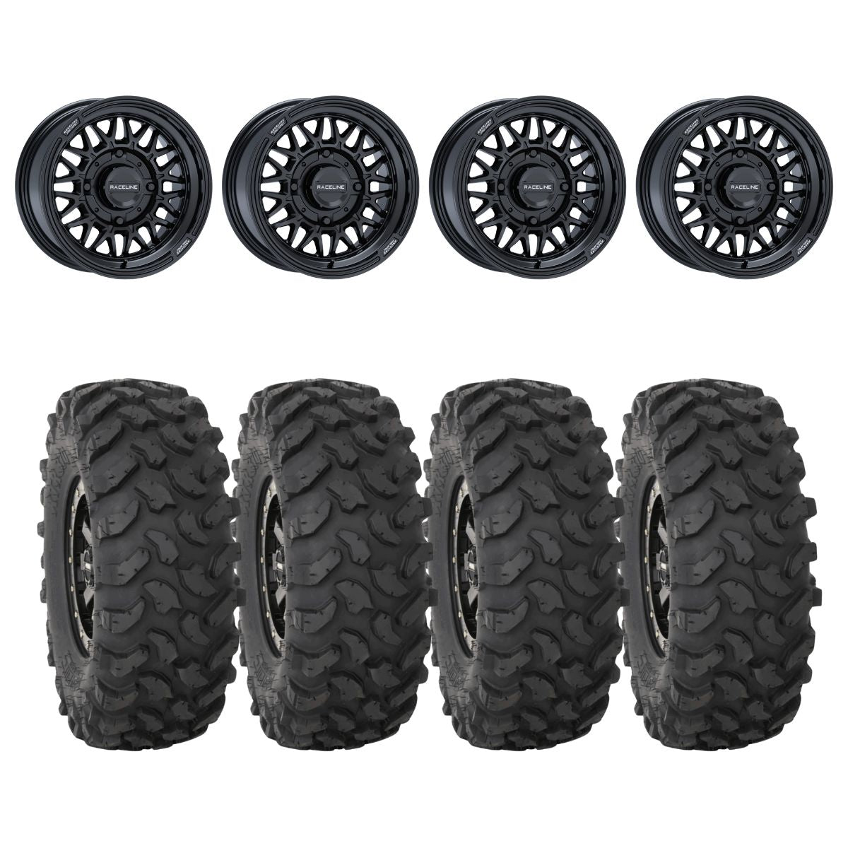 Raceline Gloss Black A13GB Omega & System 3 XTR370 Offroad Wheel & Tire Kit