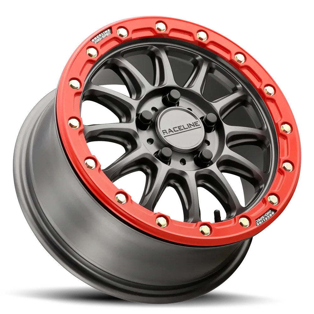 Raceline Gunmetal/Red A14GR Alpha 5 Lug BeadLock & Atturo Trail Blade Boss Wheel & Tire Kit