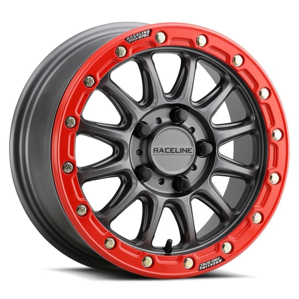 Raceline Gunmetal/Red A14GR Alpha 5 Lug BeadLock & Atturo Trail Blade X/T Wheel & Tire Kit