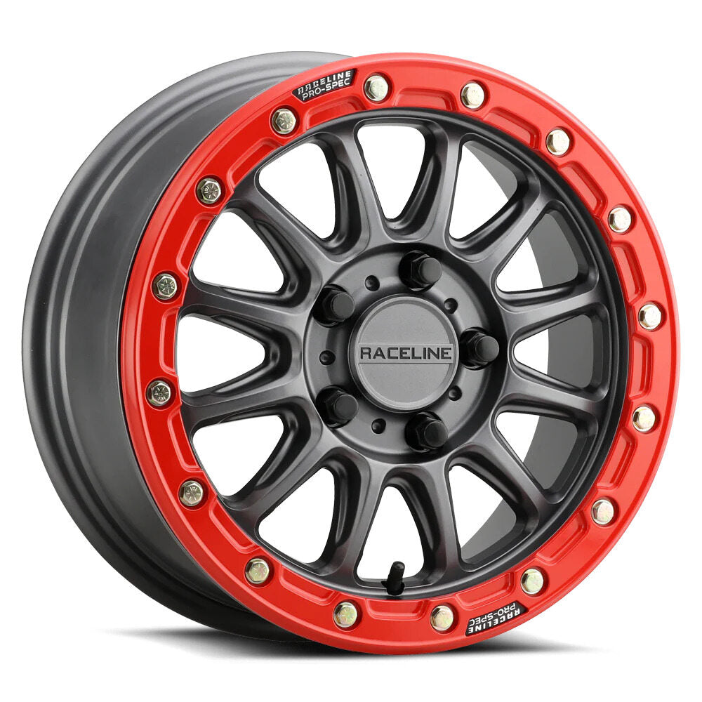 Raceline Gunmetal/Red A14GR Alpha BeadLock 5 Lug & System 3 XTR370 Offroad Wheel & Tire Kit
