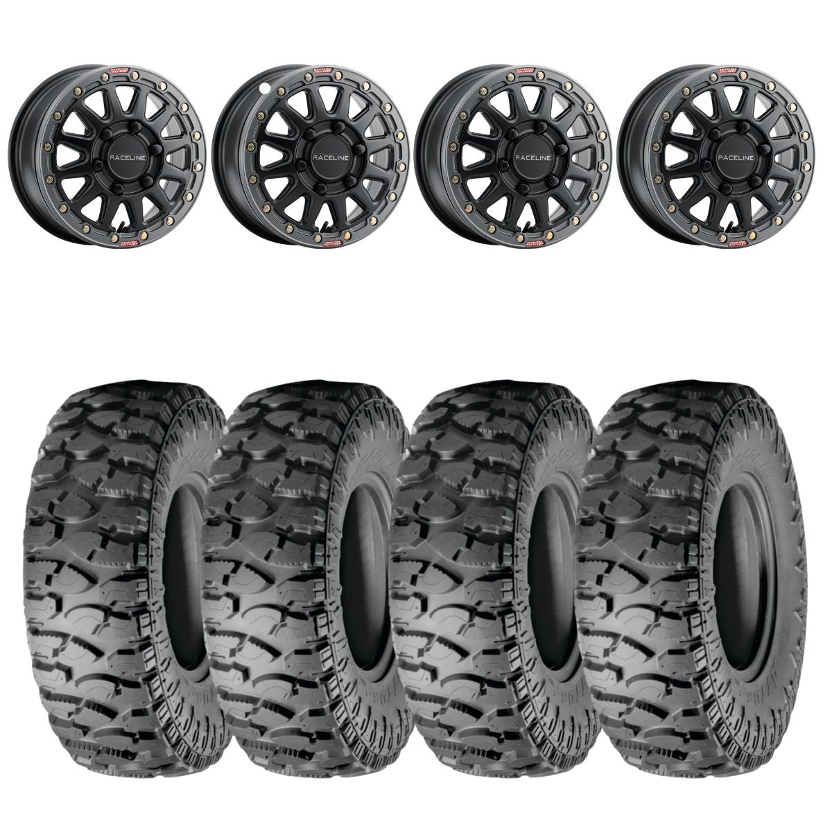 Raceline Satin Black A12BG Squad Beadlock & Atturo Trail Blade Boss Wheel & Tire Kit