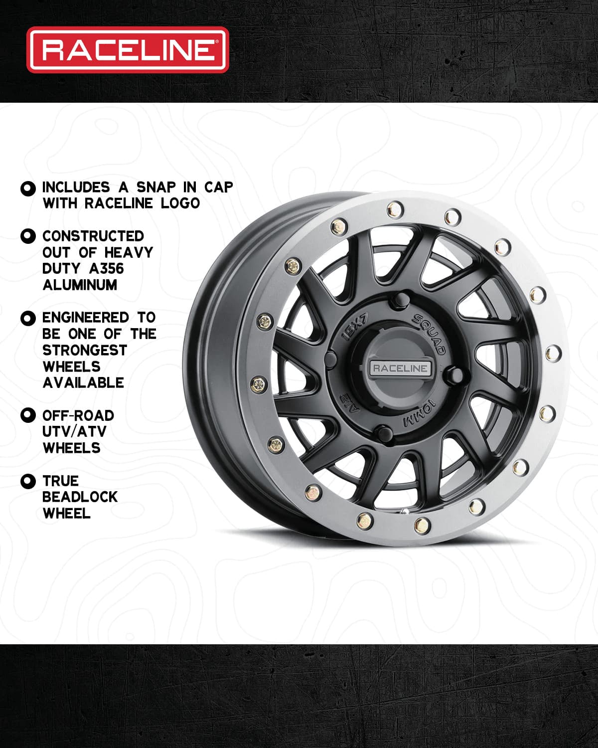 Raceline Satin Black A12BG Squad Beadlock & System 3 RT320 Radial Wheel & Tire Kit