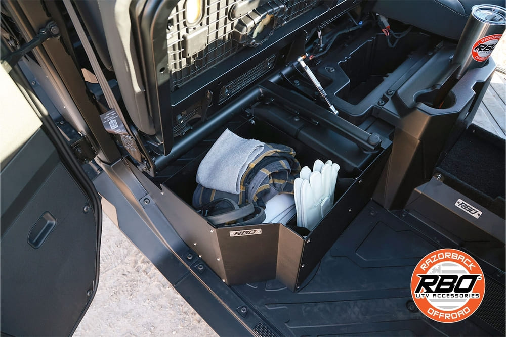 Razorback Offroad Polaris Ranger XD 1500 2 Door Front & 4 Door Rear Passenger Under Seat Storage Box