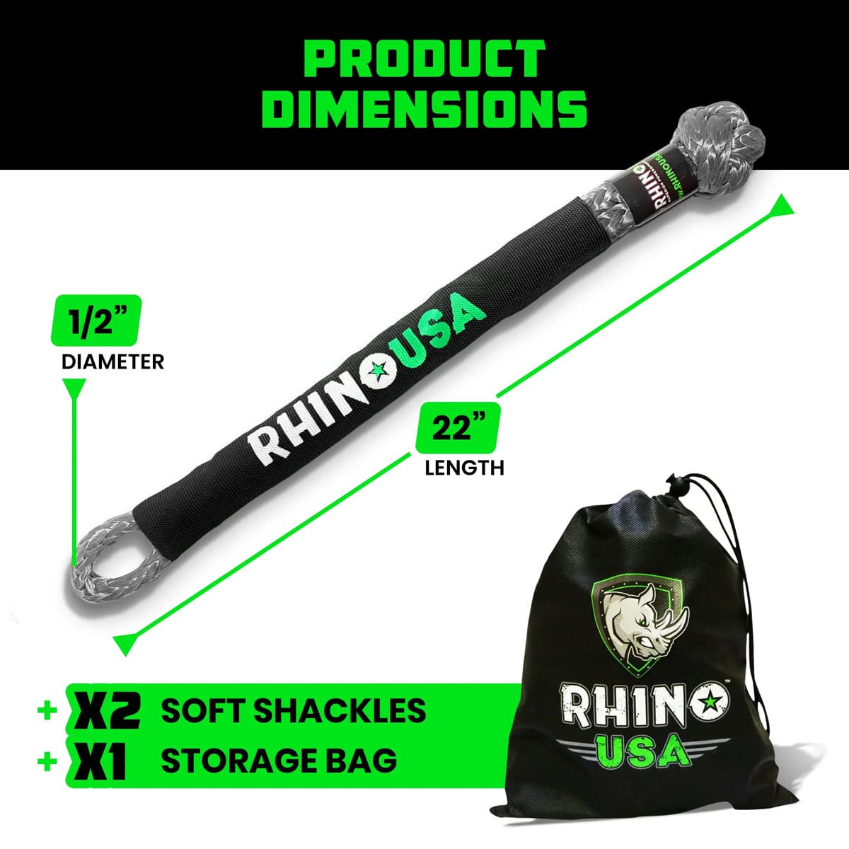Rhino USA 1/2" Synthetic Soft Shackles