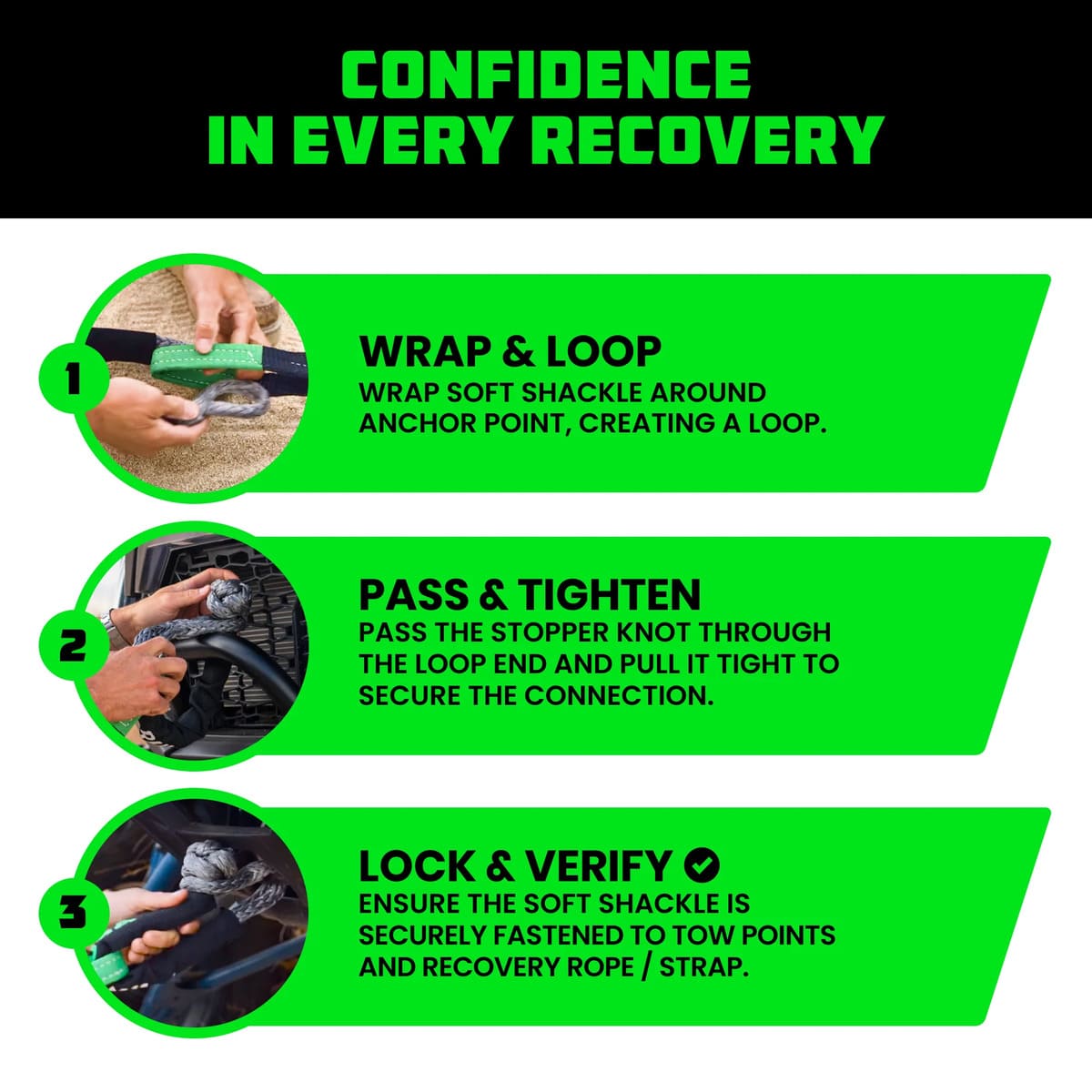 Rhino USA 1/2" Synthetic Soft Shackles