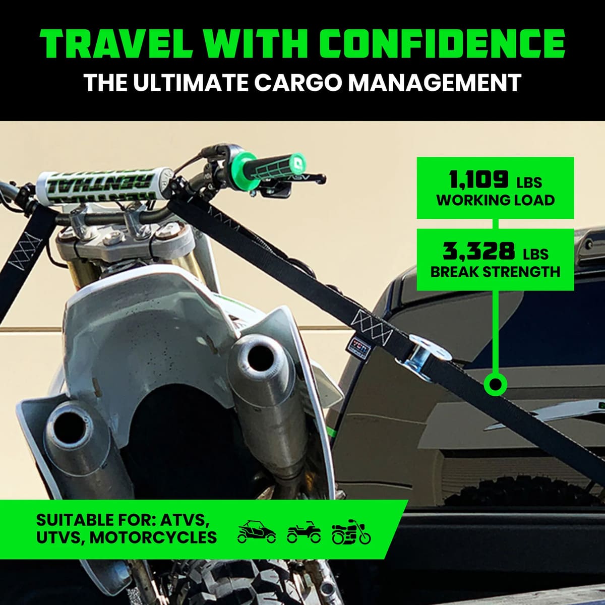 Rhino USA 1.5" x 8' Cambuckle 2-Pack Tie-Down Straps