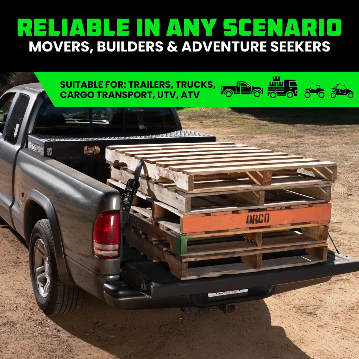 Rhino USA 1.6" Self-Tensioning Ratchet Straps