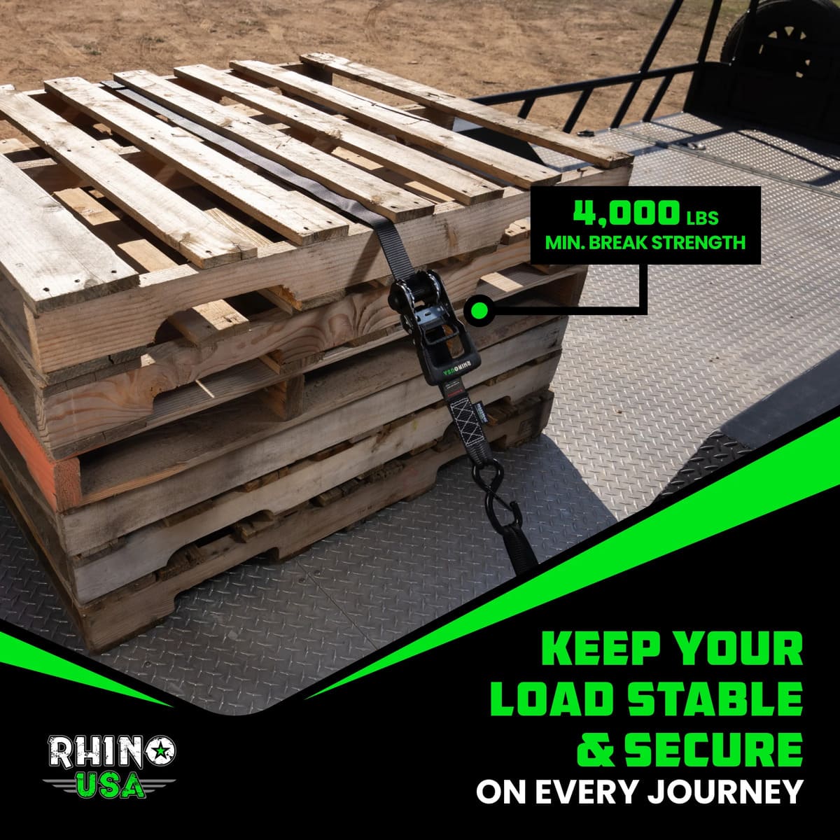 Rhino USA 1.6" Self-Tensioning Ratchet Straps