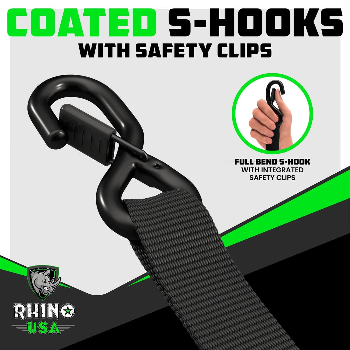 Rhino USA 1.6" x 8' HD Ratchet 2-Pack Tie-Down Set