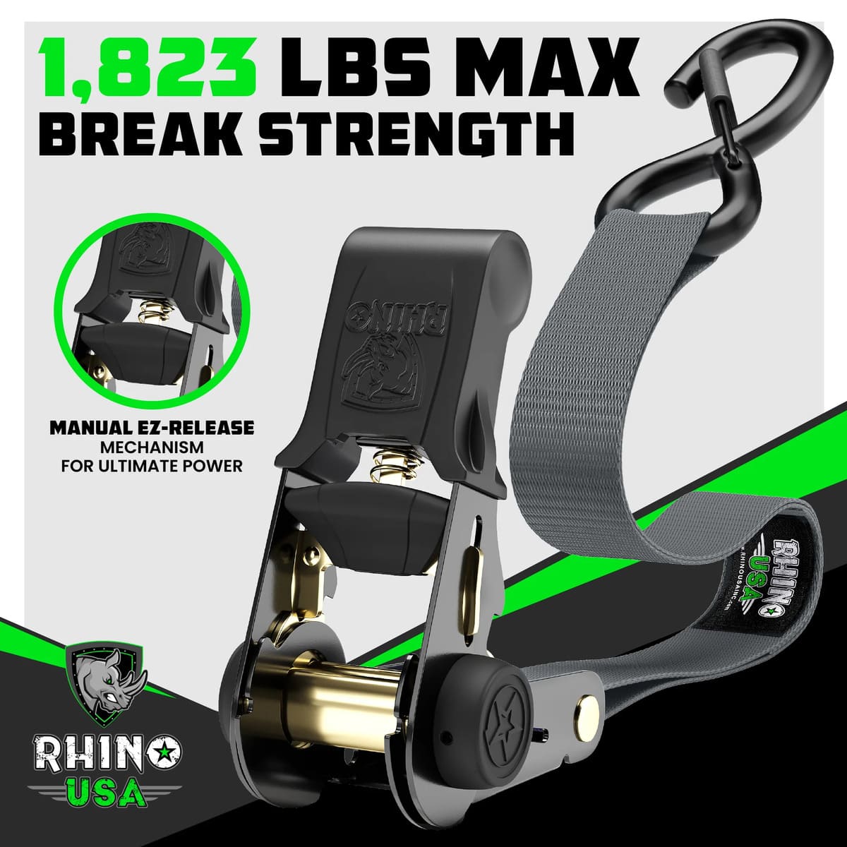 Rhino USA 1" x 15' 4-Pack Ratchet Tie-Down Set