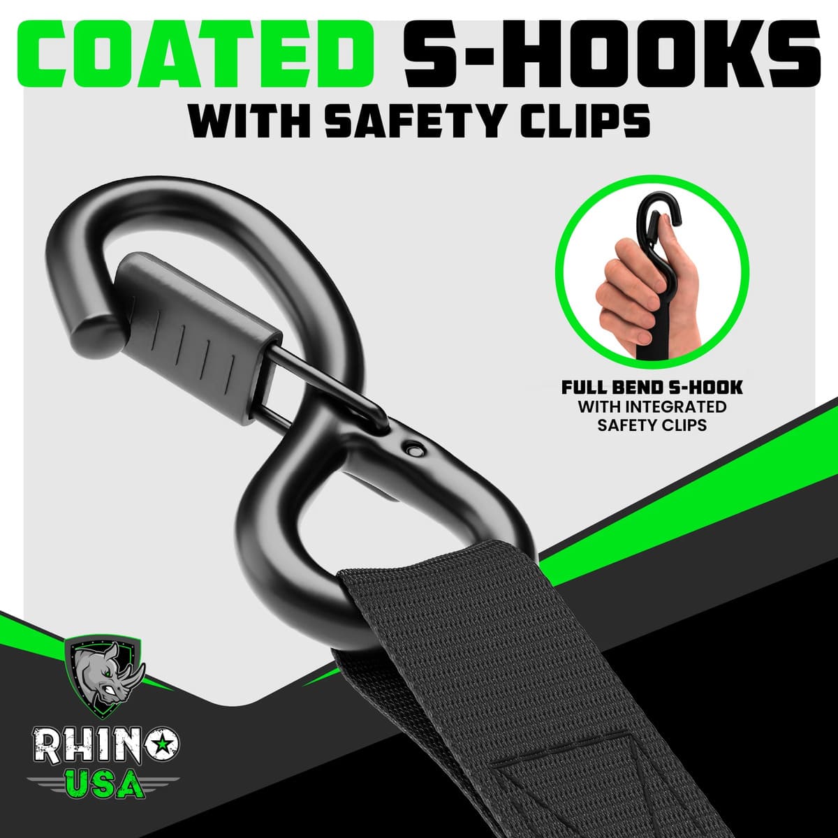 Rhino USA 1" x 15' 4-Pack Ratchet Tie-Down Set