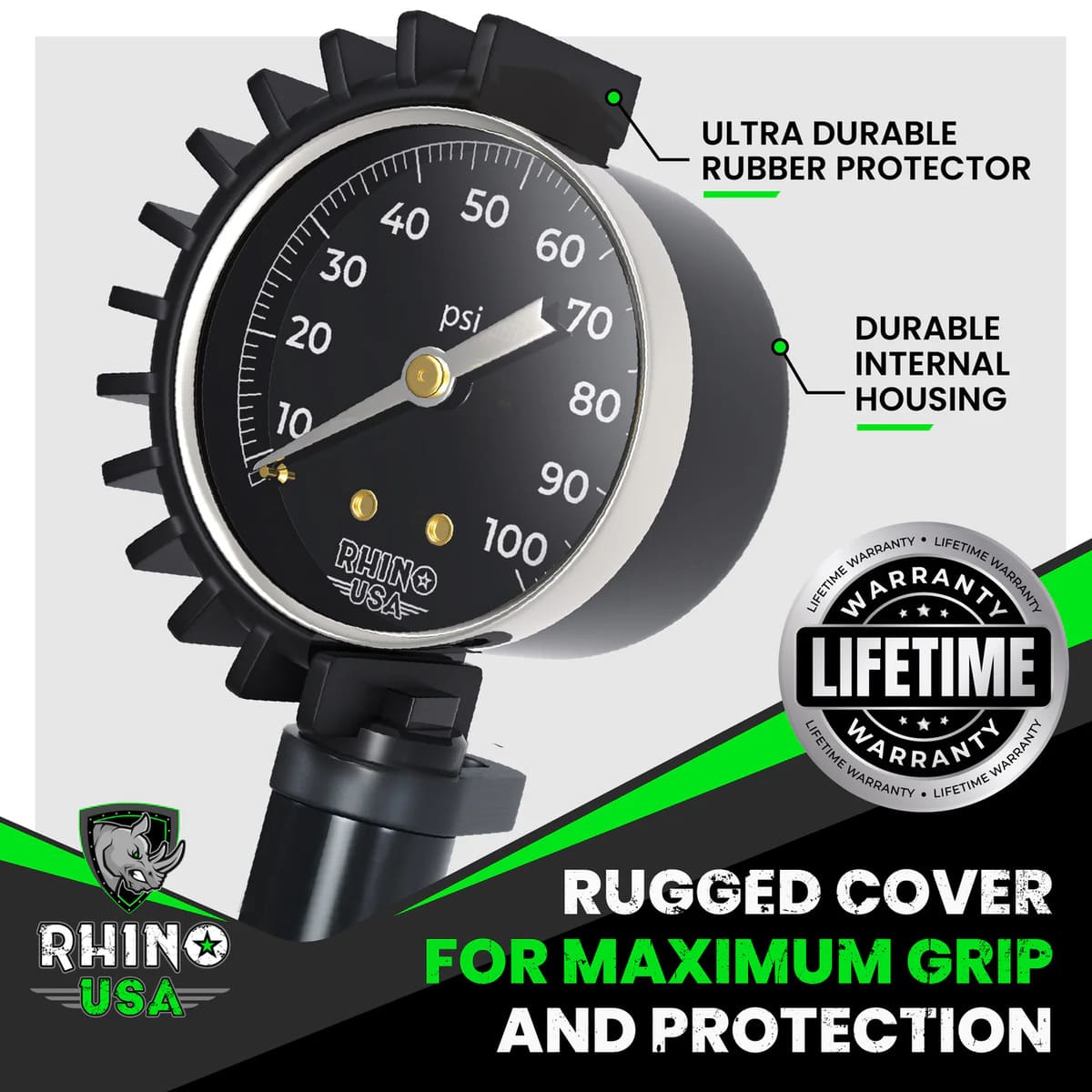 Rhino USA 100 PSI Tire Inflator Gauge
