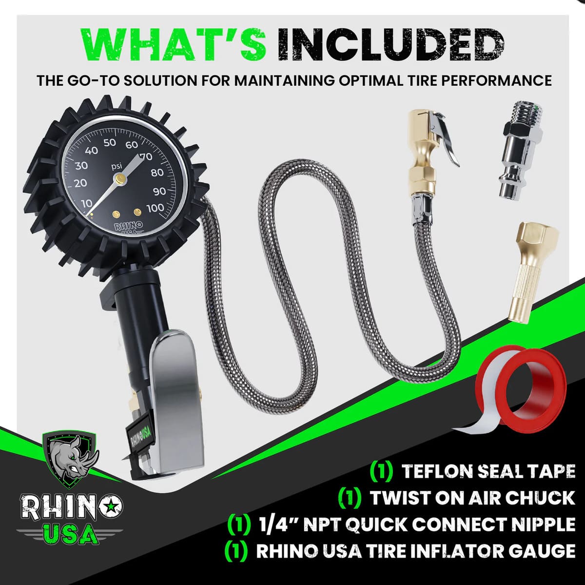 Rhino USA 100 PSI Tire Inflator Gauge