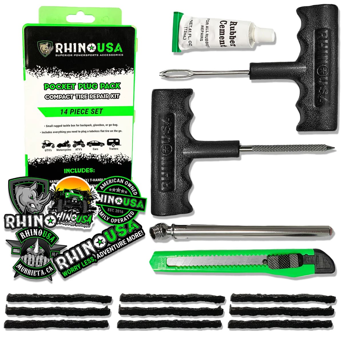 Rhino USA 14-Piece Compact Tire Repair Kit