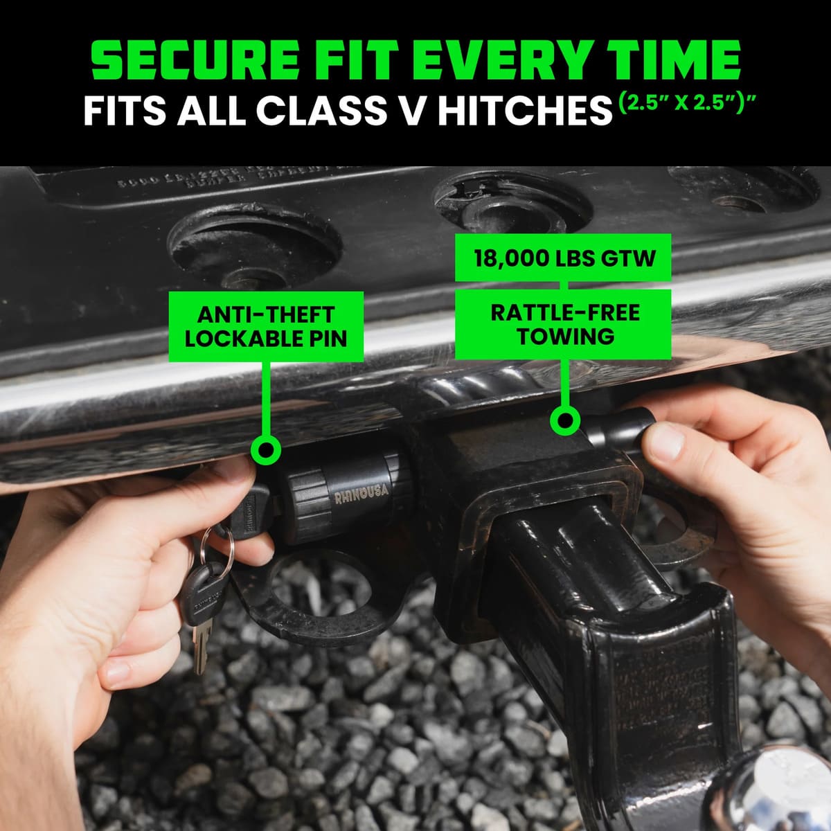 Rhino USA 2.5" Locking Trailer Hitch Pin